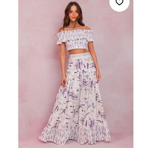 NWT Lalibela VALENTINE LONG Floral Peak SKIRT & Belle Top XS - Picture 1 of 16